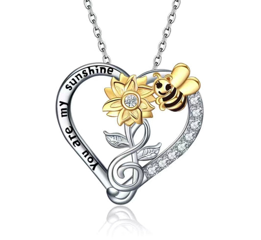 You are my sunshine bee necklace