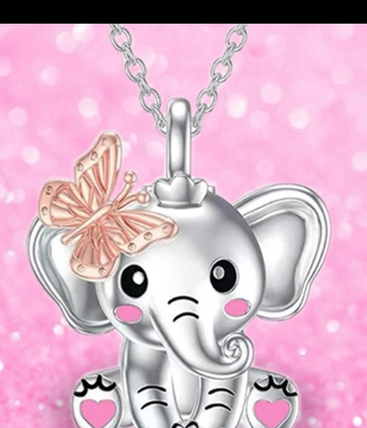 Elephant and butterfly necklace
