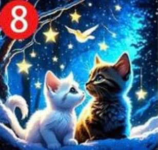 Kittens & night sky diamond painting kit