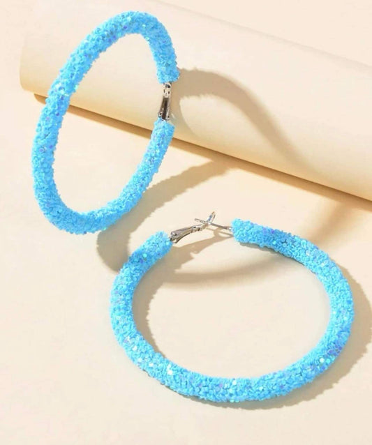 Blue sequin hoops