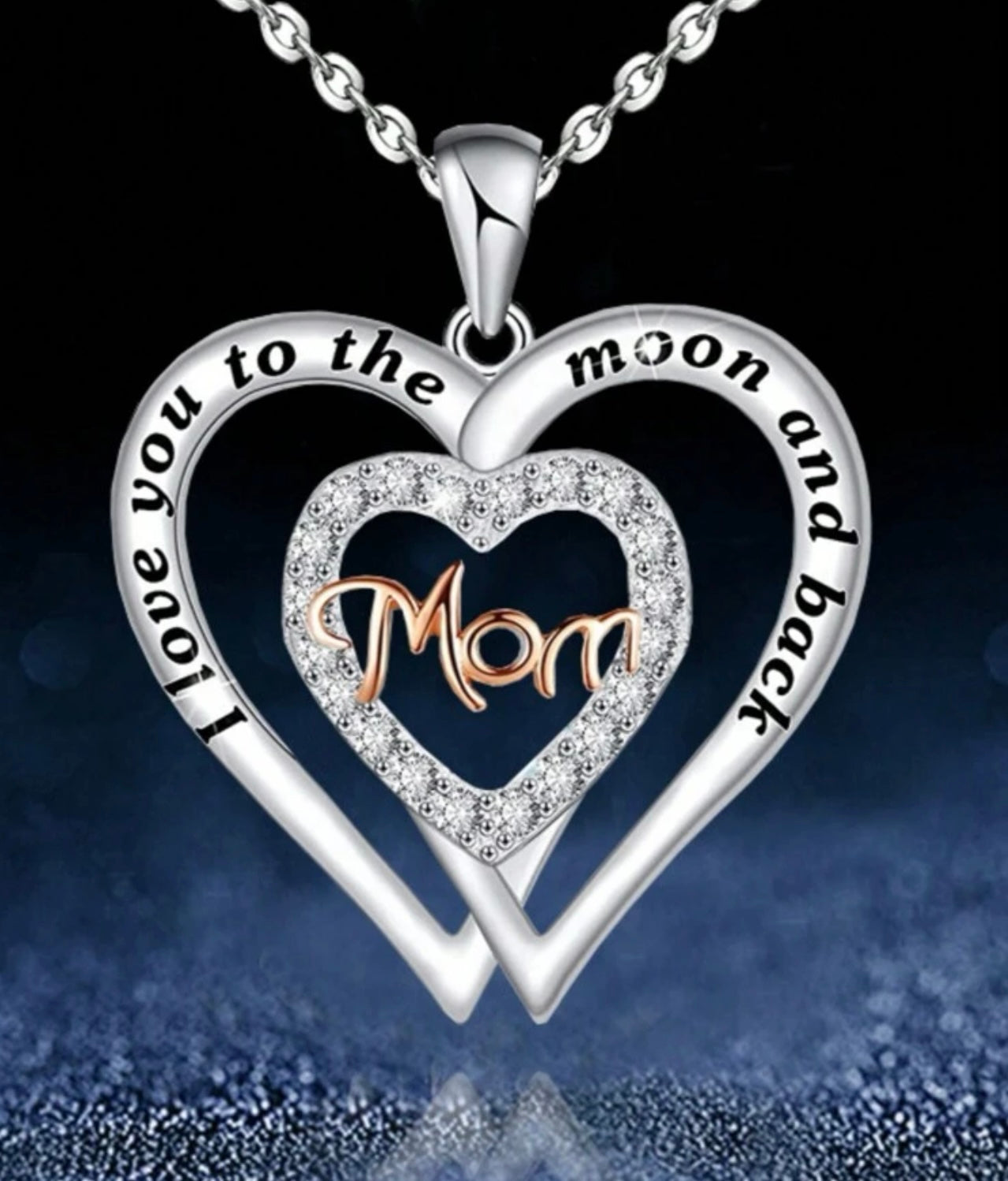 I love you to the moon and back mom necklace