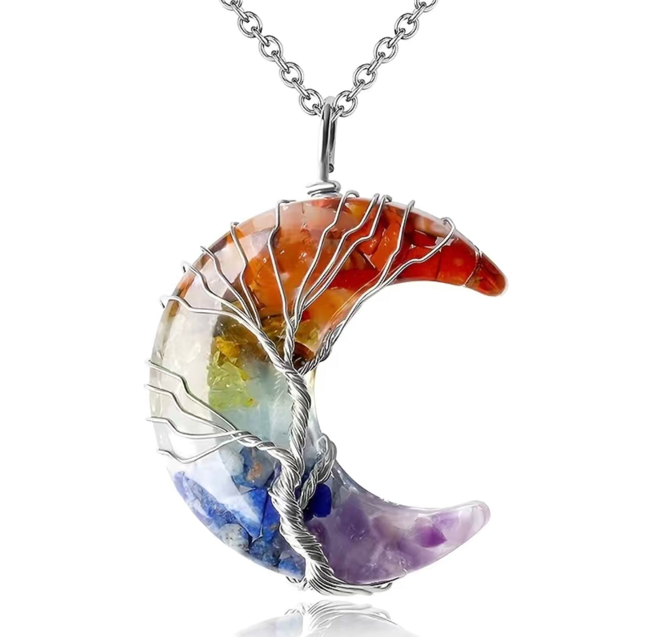 Moon seven chakra necklace