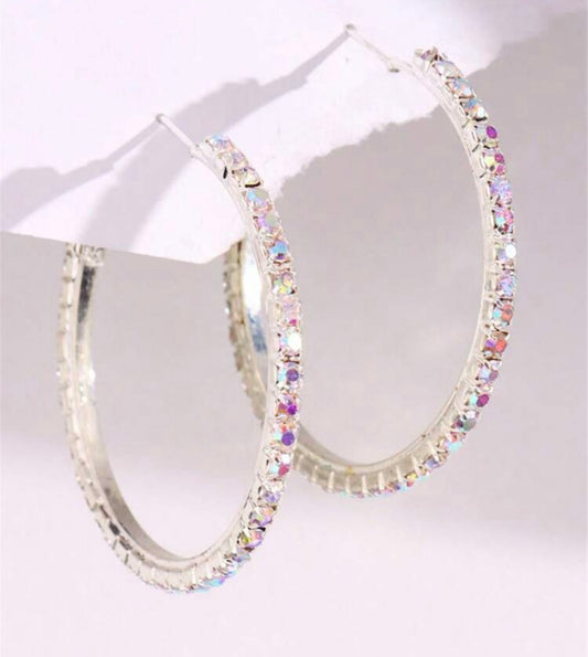 Iridescent rinestone hoop￼