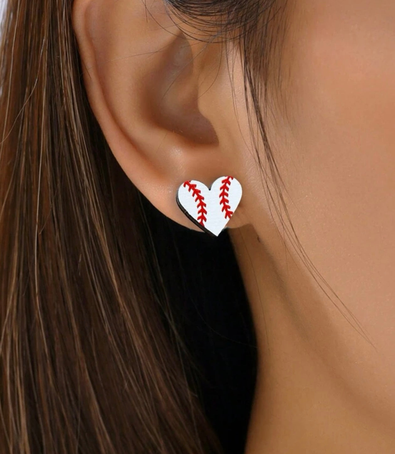 Baseball heart earrings