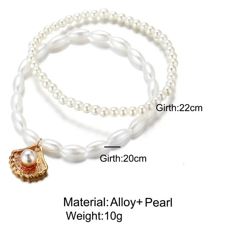 2 pcs pearl oyster anklet