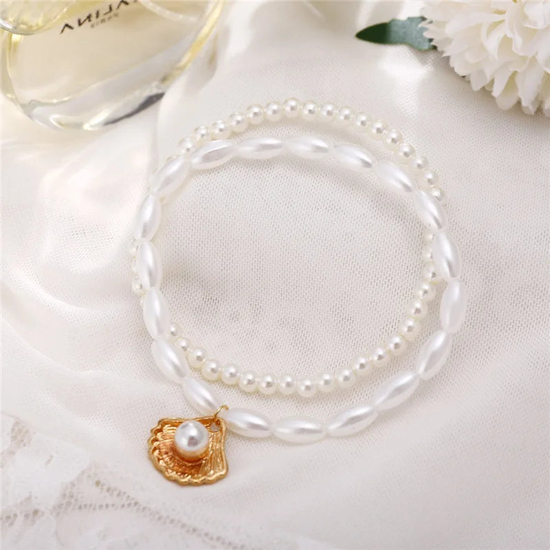 2 pcs pearl oyster anklet