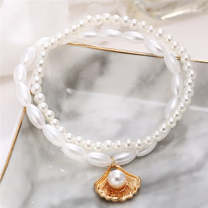 2 pcs pearl oyster anklet