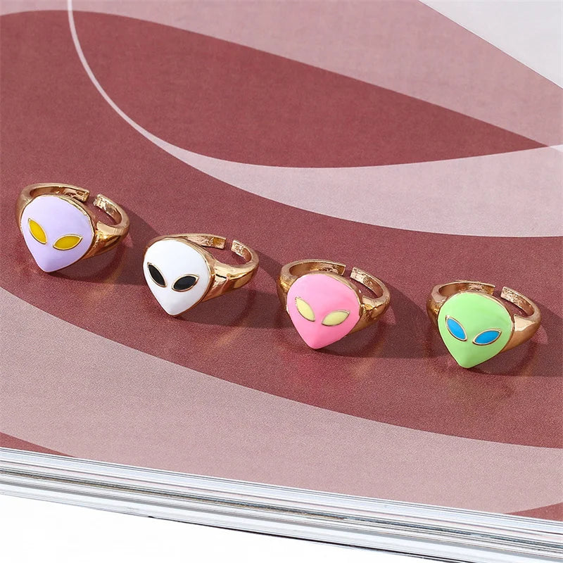 Punk Alien Face Head Rings