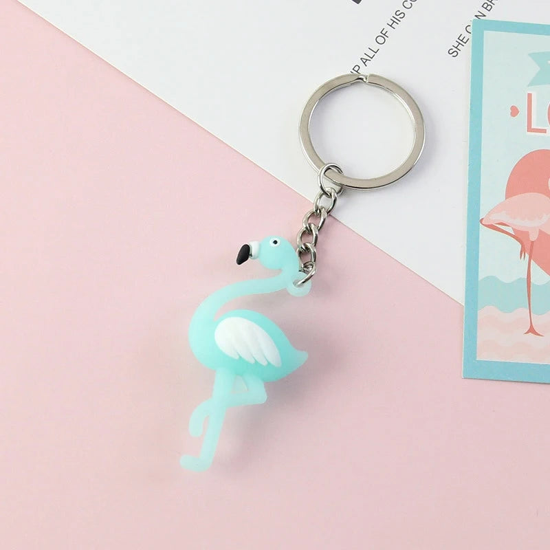 Cute Girls Tiny Silicone Flamingo Keychain
