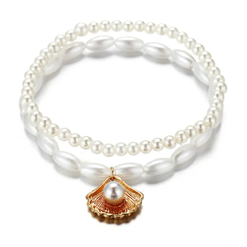 2 pcs pearl oyster anklet