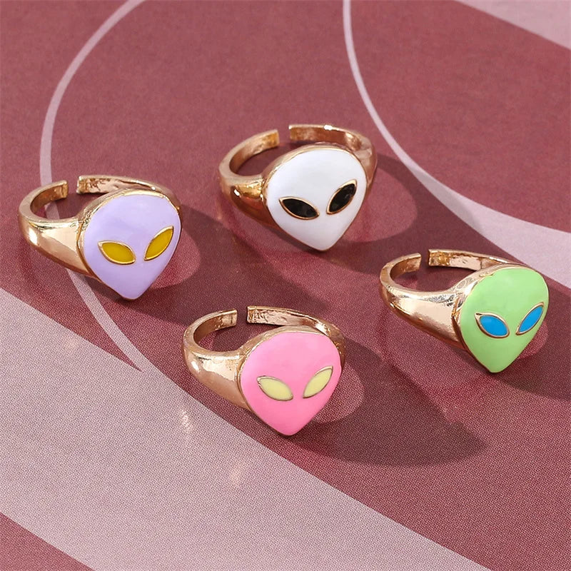 Punk Alien Face Head Rings