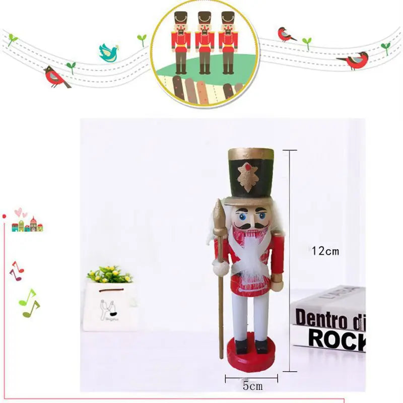 5/6pcs Merry Christmas Decorations Kids Nutcracker Soldier Doll 12cm Wooden Pendants New Year Ornaments for Navidad Xmas Tree