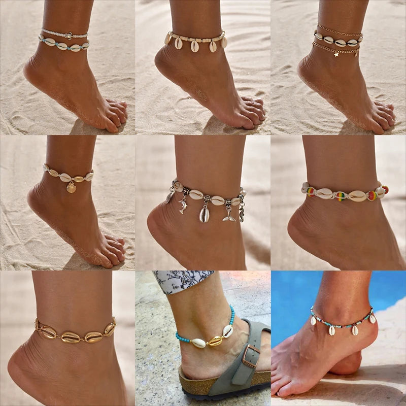 Vintage Boho Sea Shell Anklets For Women