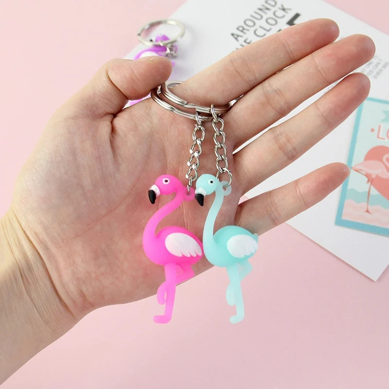 Cute Girls Tiny Silicone Flamingo Keychain