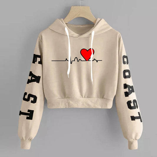 Y2K Letter Heart Print 90s Hoodie Woman Sweatshirt