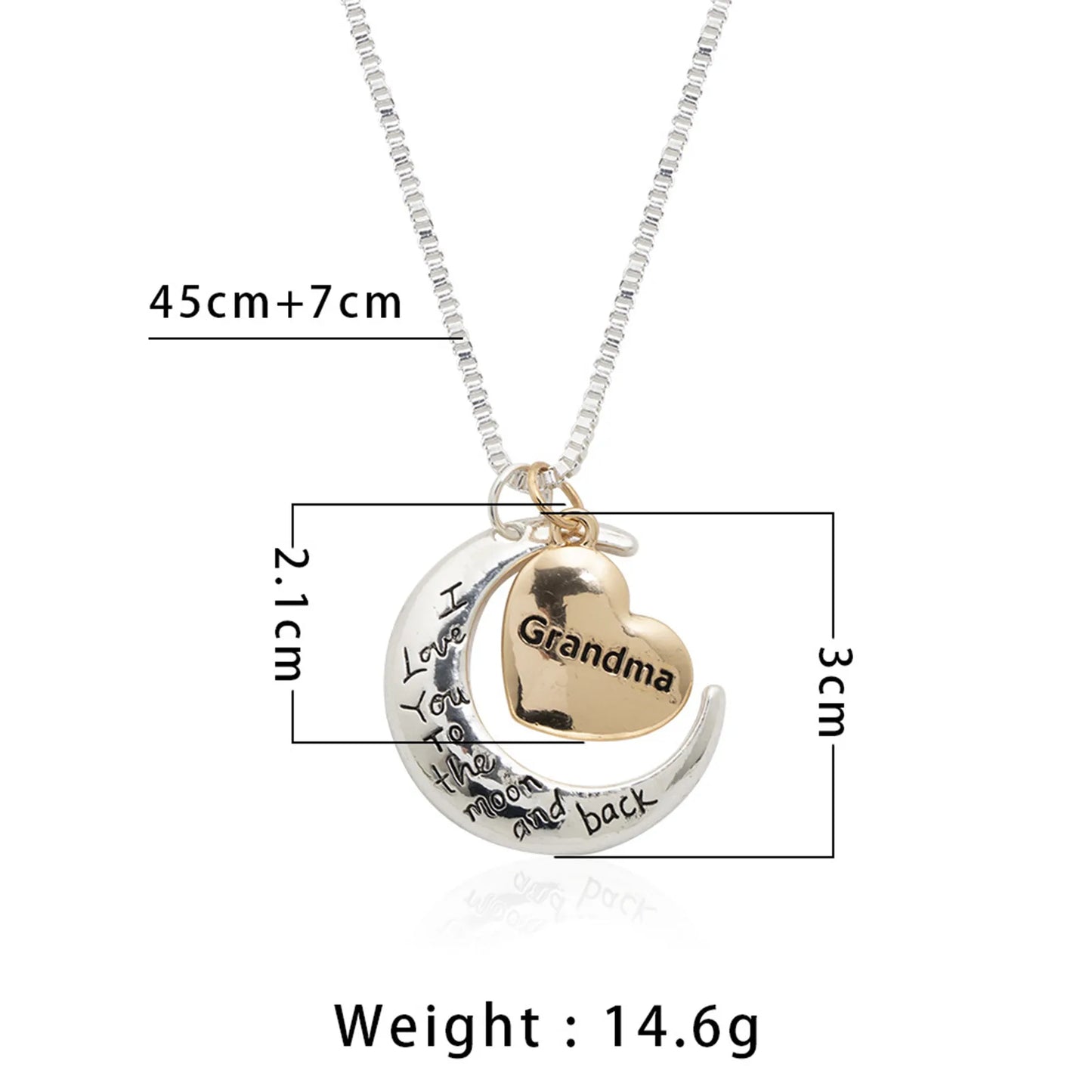 1 Piece Stainless Steel Necklace Half Moon heart necklaces