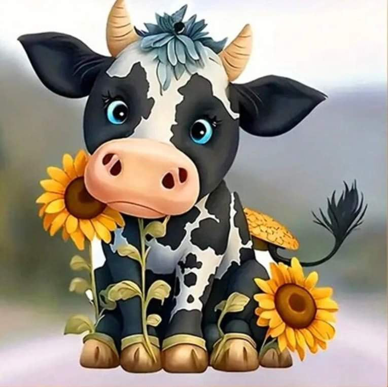 cow and sunflowers diamond painting kit