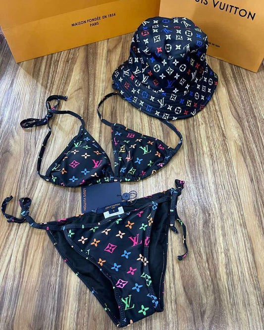 LV 2 pc bikini with bucket hat