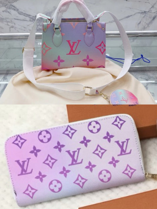 LV pastel bag and wallet set
