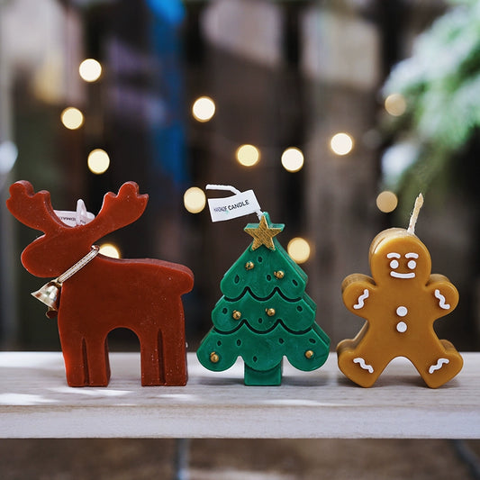 Christmas Tree Gingerbread Man Elk Aromatherapy Gypsum Candle Fragrant Stone Squeezing Toy Silicone Mold Chocolate Mousse