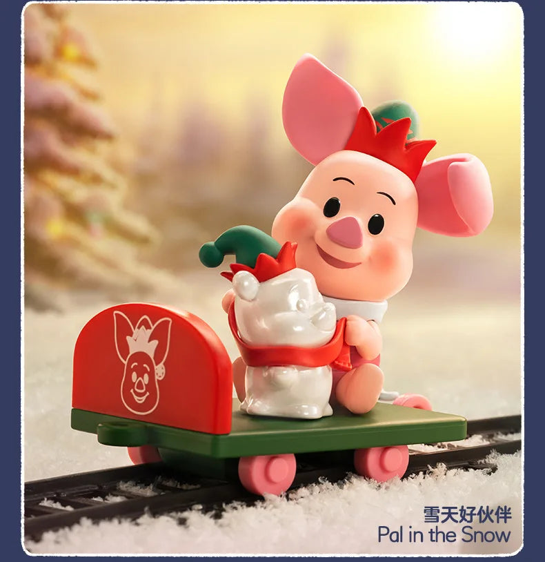 New Disney Christmas Winnie The Pooh Gift Delivery Series Blind Box Kawaii Winnie Figure Model Suprise Box Desk Decor Gift