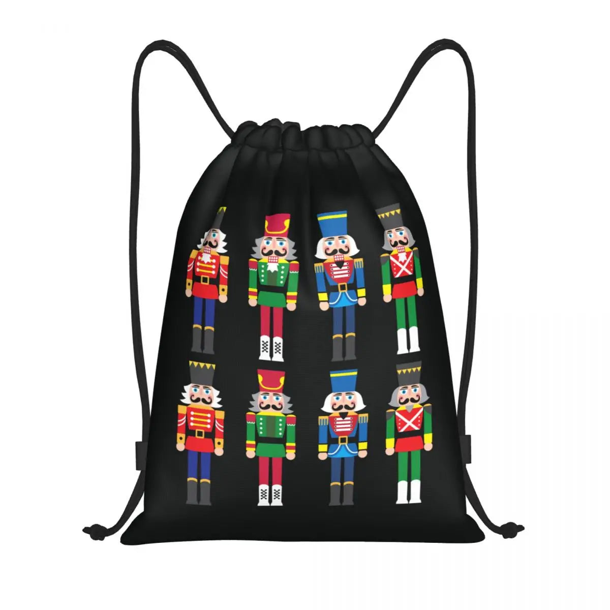 Custom Christmas Nutcrackers Toy Soldier Drawstring Bags for Training Yoga Backpacks Men Women Sports Gym Sackpack