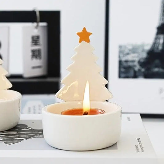 Ceramic Tea Candles Holder Ceramic Votive Candle Holders Vintage Candle Holder Christmas Tree Shape Home Decor For Dining Room