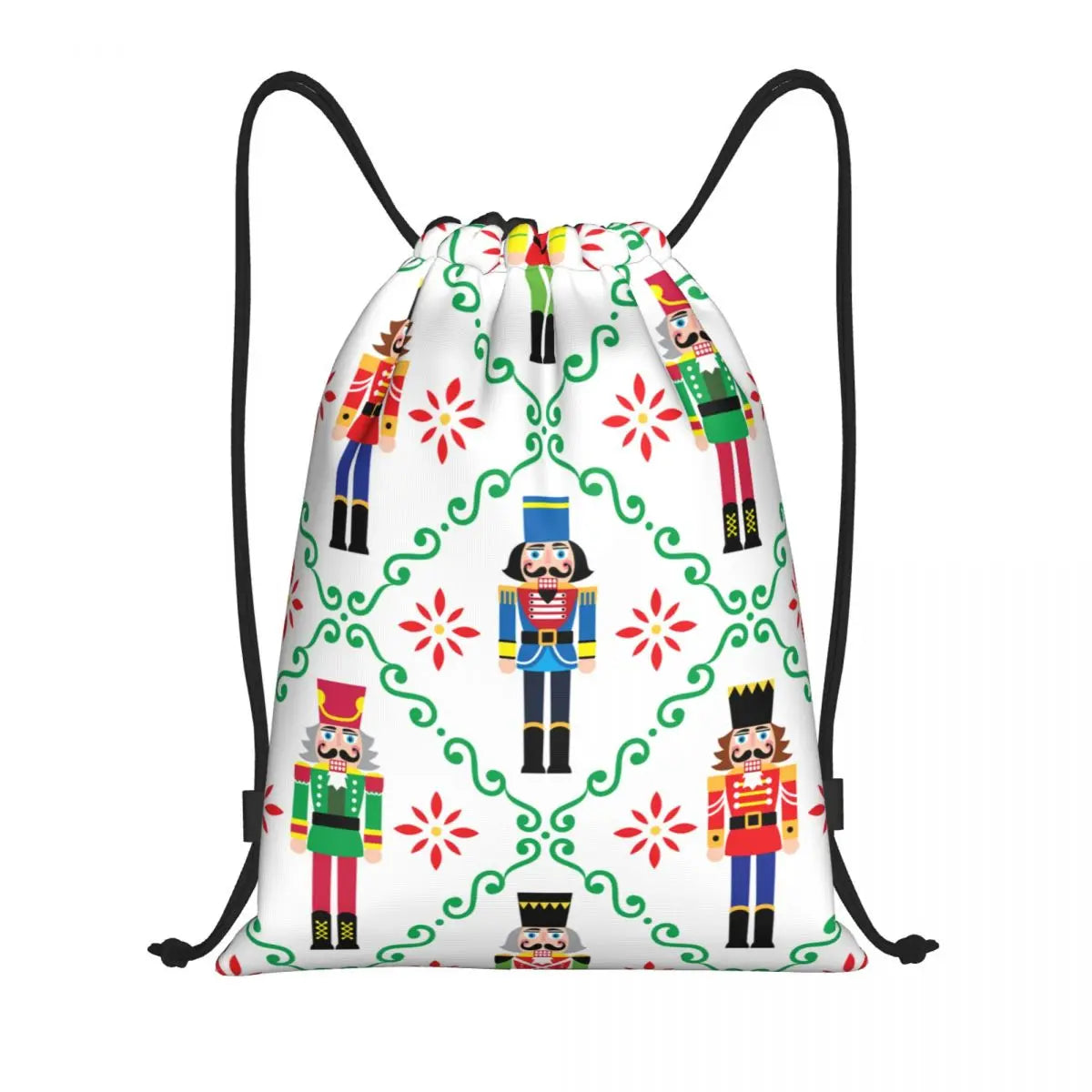 Custom Christmas Nutcrackers Toy Soldier Drawstring Bags for Training Yoga Backpacks Men Women Sports Gym Sackpack