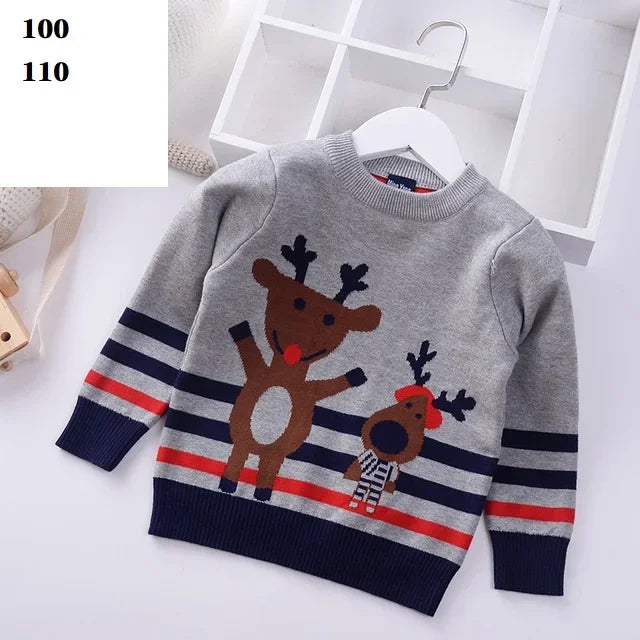 2024 Autumn Winter Kids Christmas Sweater Boys Girls Pullover Coat Children Clothing Baby Cotton Thick Wool Top Santa Claus 1-7y