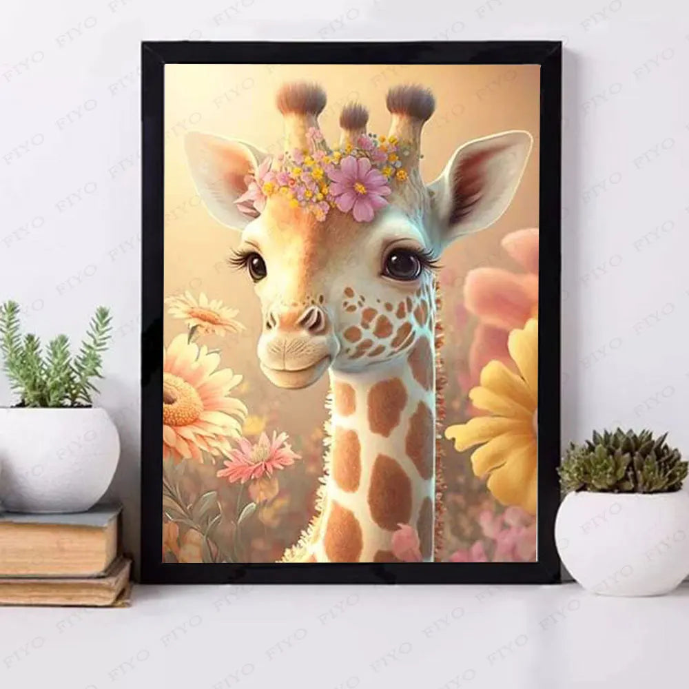5D Diamond Painting Giraffe Full Square Round Cross Stitch Kit Diamond Embroidery Flower Animal Mosaic Handicraft Home Decor Art