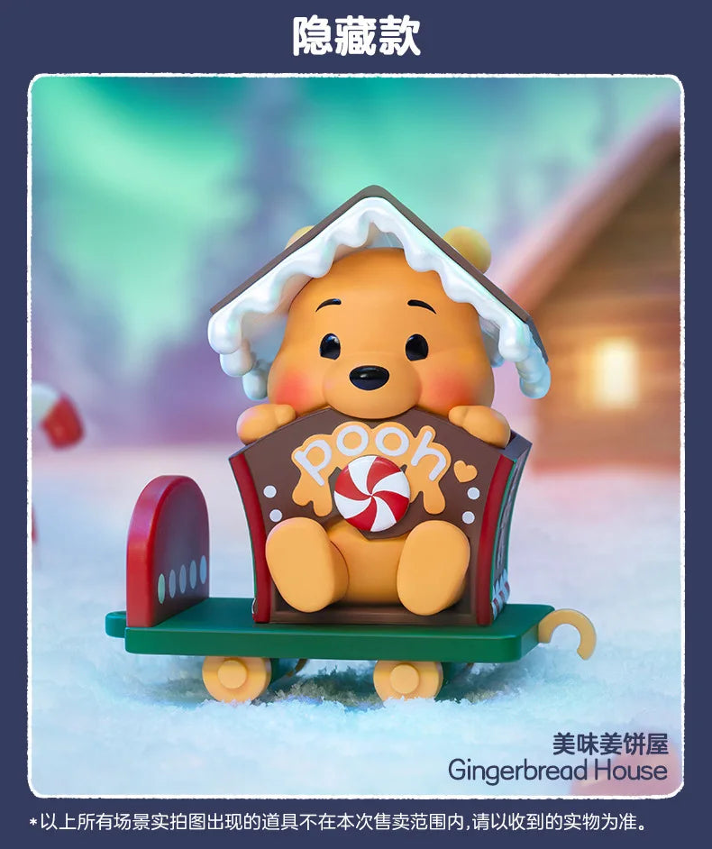 New Disney Christmas Winnie The Pooh Gift Delivery Series Blind Box Kawaii Winnie Figure Model Suprise Box Desk Decor Gift