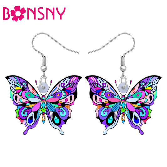 Acrylic Multicolor Butterfly Earrings