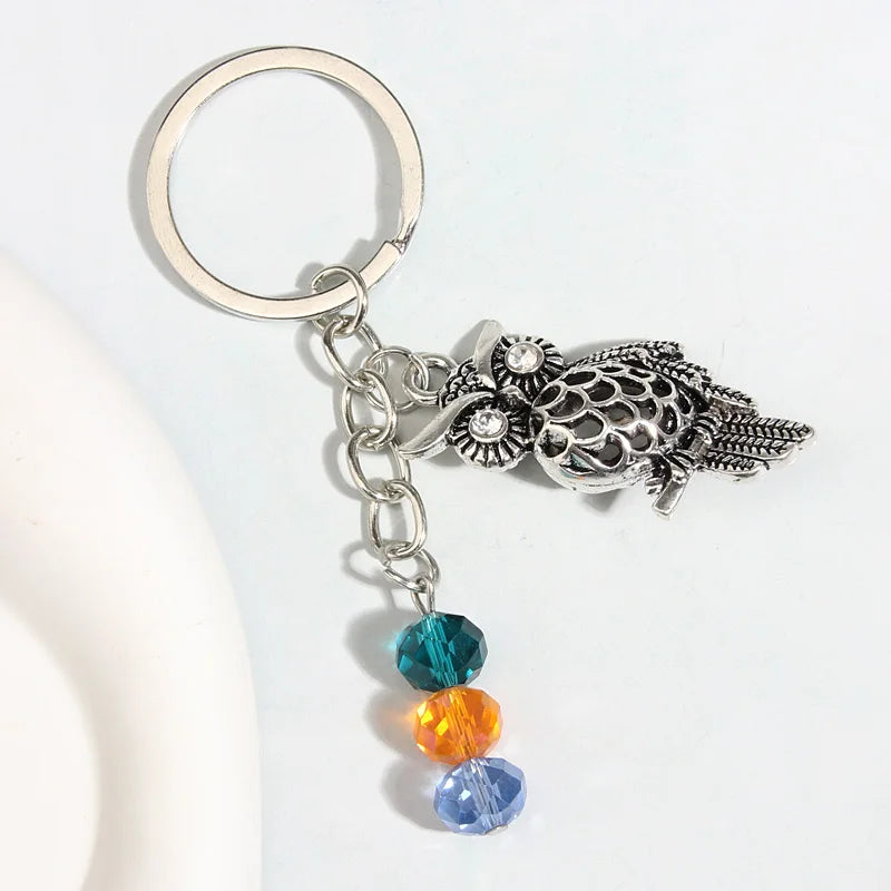 Owl Beaded Key Ring