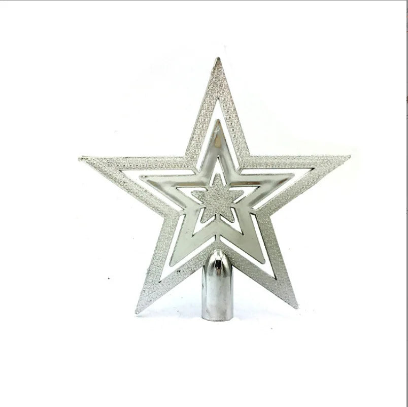 2PCS 10cm 15cm 20cm Explosive Christmas Decoration Gold Red Five-pointed Star Christmas Tree Top Decoration Accessories