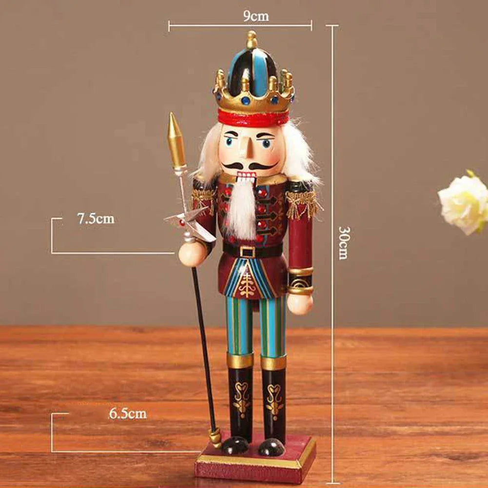 1pc 30CM Wooden Nutcracker Ornaments Puppet Traditional Painted Christmas Party Household Decoration Accessories