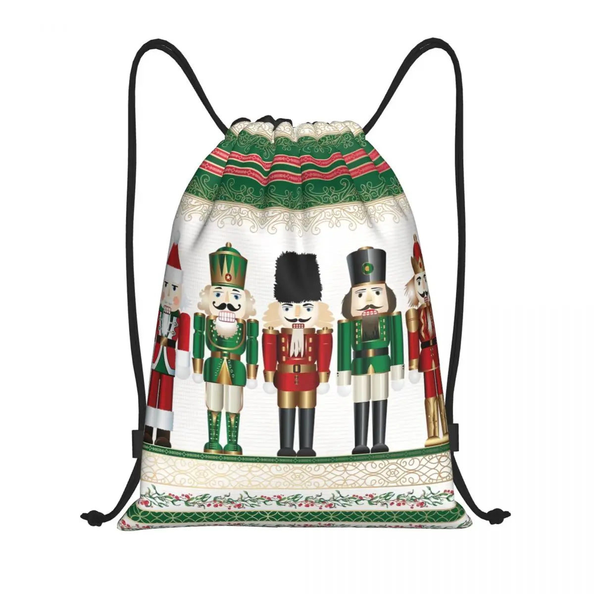 Custom Christmas Nutcrackers Toy Soldier Drawstring Bags for Training Yoga Backpacks Men Women Sports Gym Sackpack