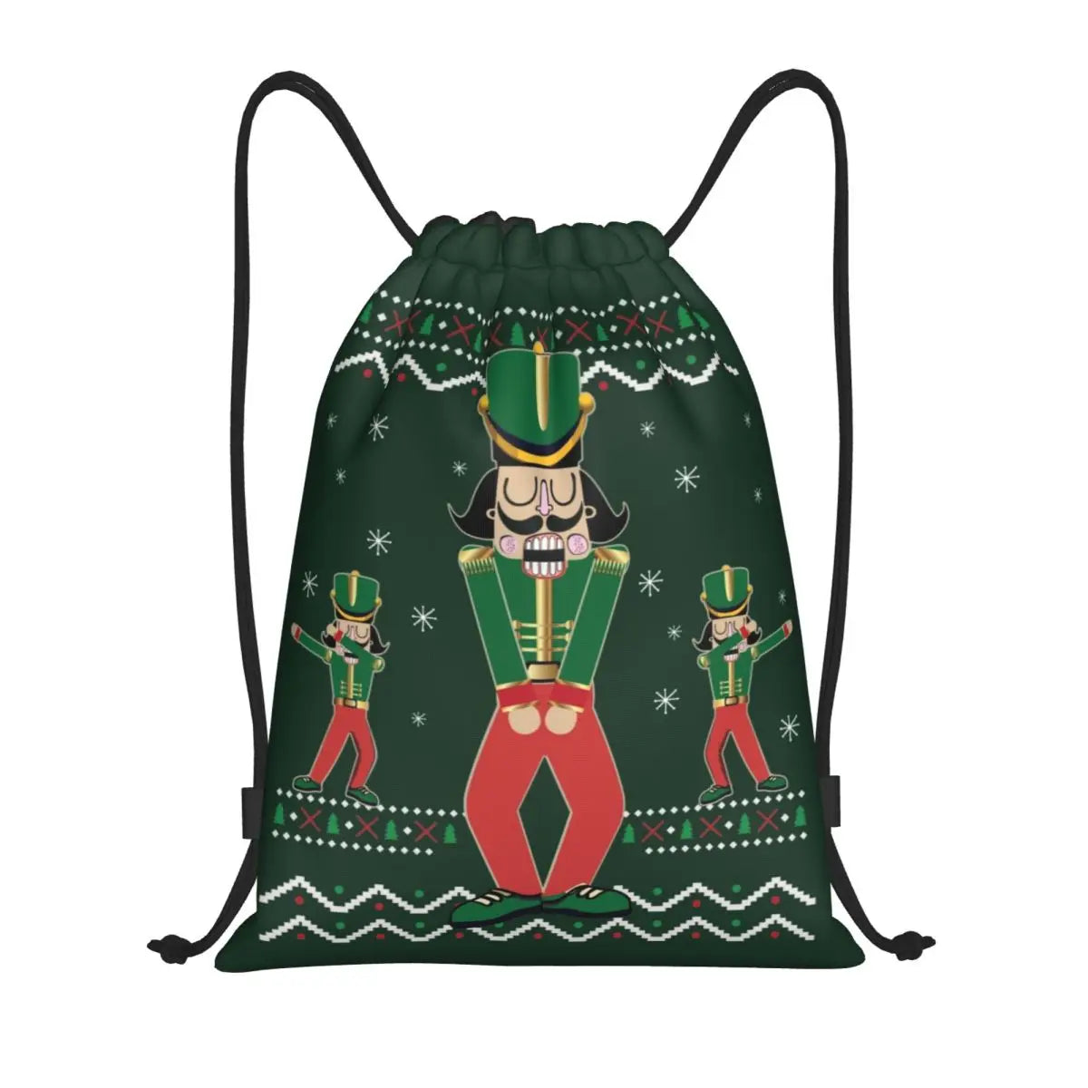 Custom Christmas Nutcrackers Toy Soldier Drawstring Bags for Training Yoga Backpacks Men Women Sports Gym Sackpack