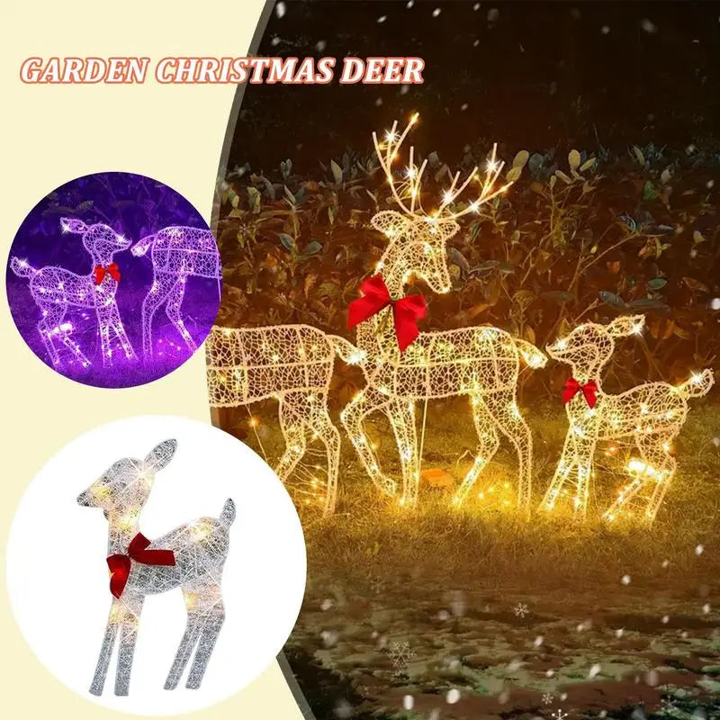 1-3Pcs Acrylic Elk Deer LED Light Reindeer Family Decor Lighted Deer Christmas Decor Bucks Light Up Indoor Outdoor Garden Yard