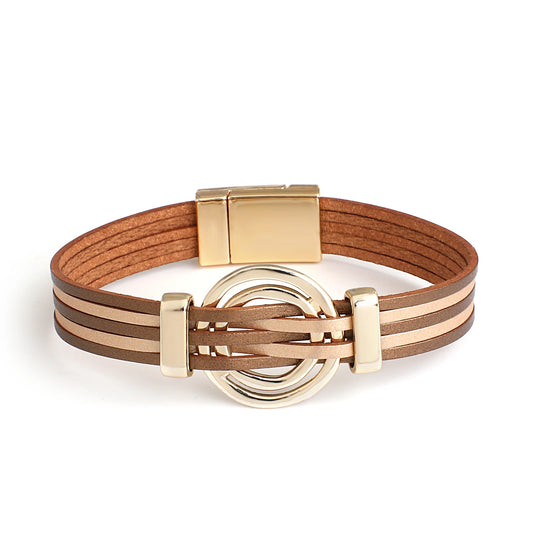 Charm Leather Bracelet for Women Magnetic Clasp