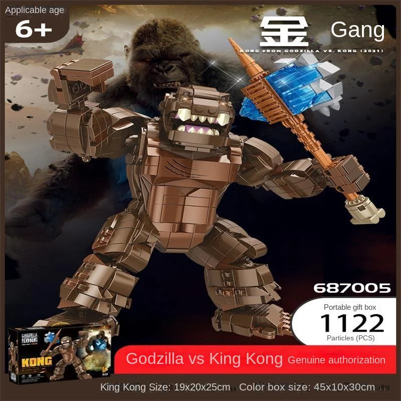 Assembling building blocks compatible with LEGO Godzilla vs. Kong, difficult assembly model, mechanical monster ornament toy