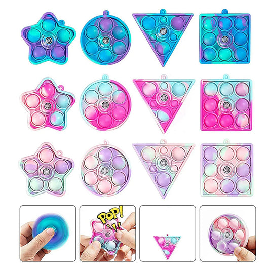 6/12PCS Pop Fidget Spinner Bubbles Toy Finger Fidget Spinners Stress Relief Party Favors Sensory Toys For Kids Adults Boys Girls