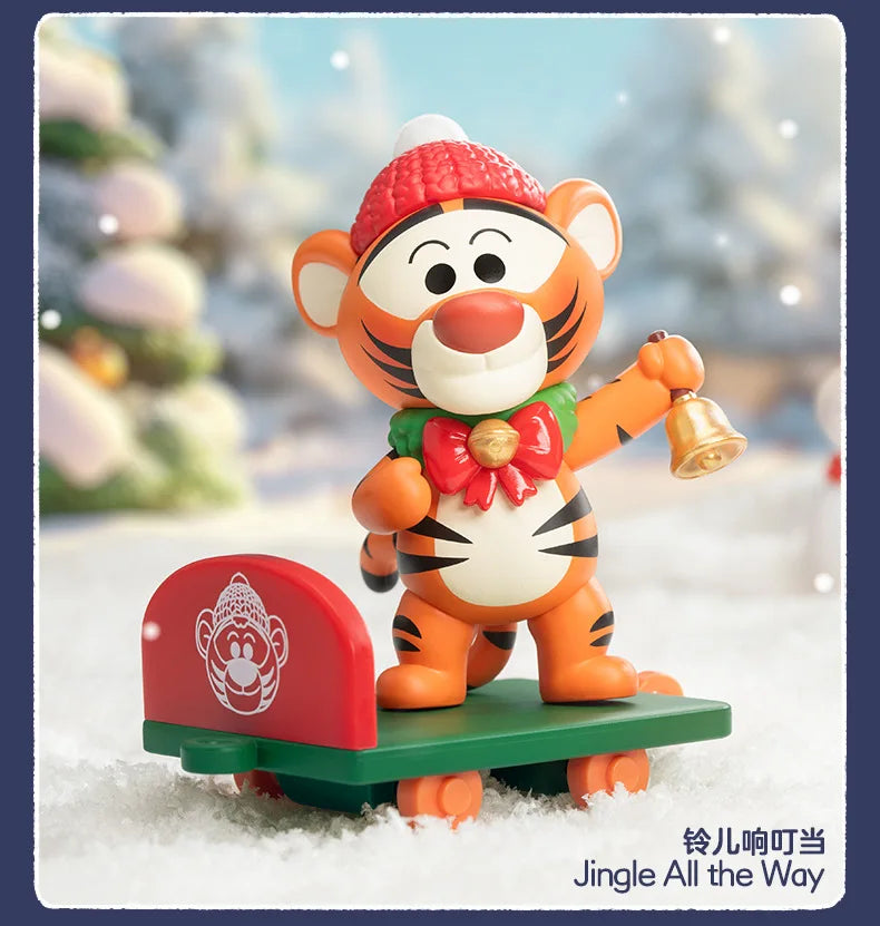 New Disney Christmas Winnie The Pooh Gift Delivery Series Blind Box Kawaii Winnie Figure Model Suprise Box Desk Decor Gift