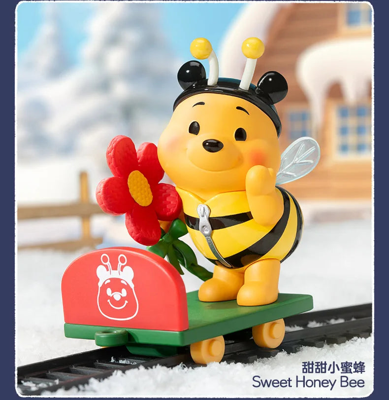 New Disney Christmas Winnie The Pooh Gift Delivery Series Blind Box Kawaii Winnie Figure Model Suprise Box Desk Decor Gift