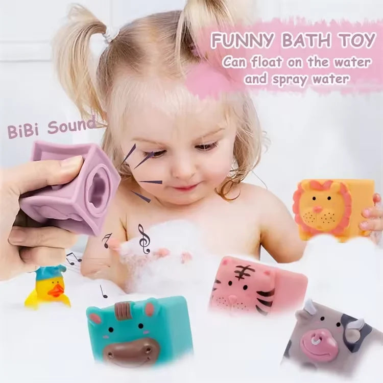 Baby Soft Building Blocks Toys for 6 Months Up Toddlers Bath Toys Baby Early Educational Toys 3D Cube Animal Numbers Toys