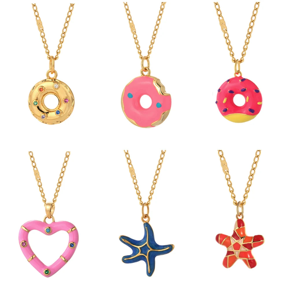 Starfish, heart, donut necklaces