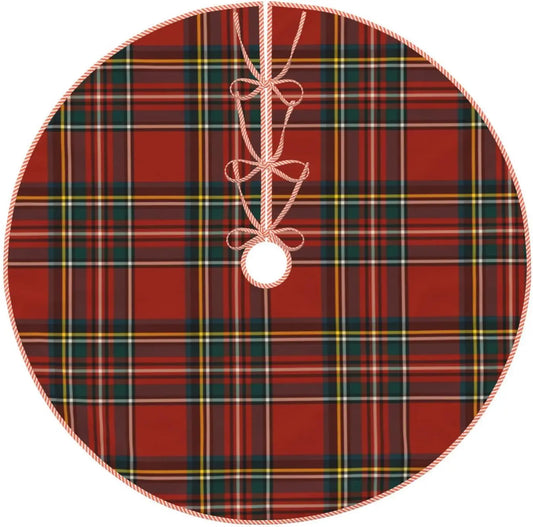 Christmas Tree Skirt Linen Malcolm Family Tartan Dark Blue and Green Plaid Xmas Tree Skirt Decorations Christmas Tree Mat