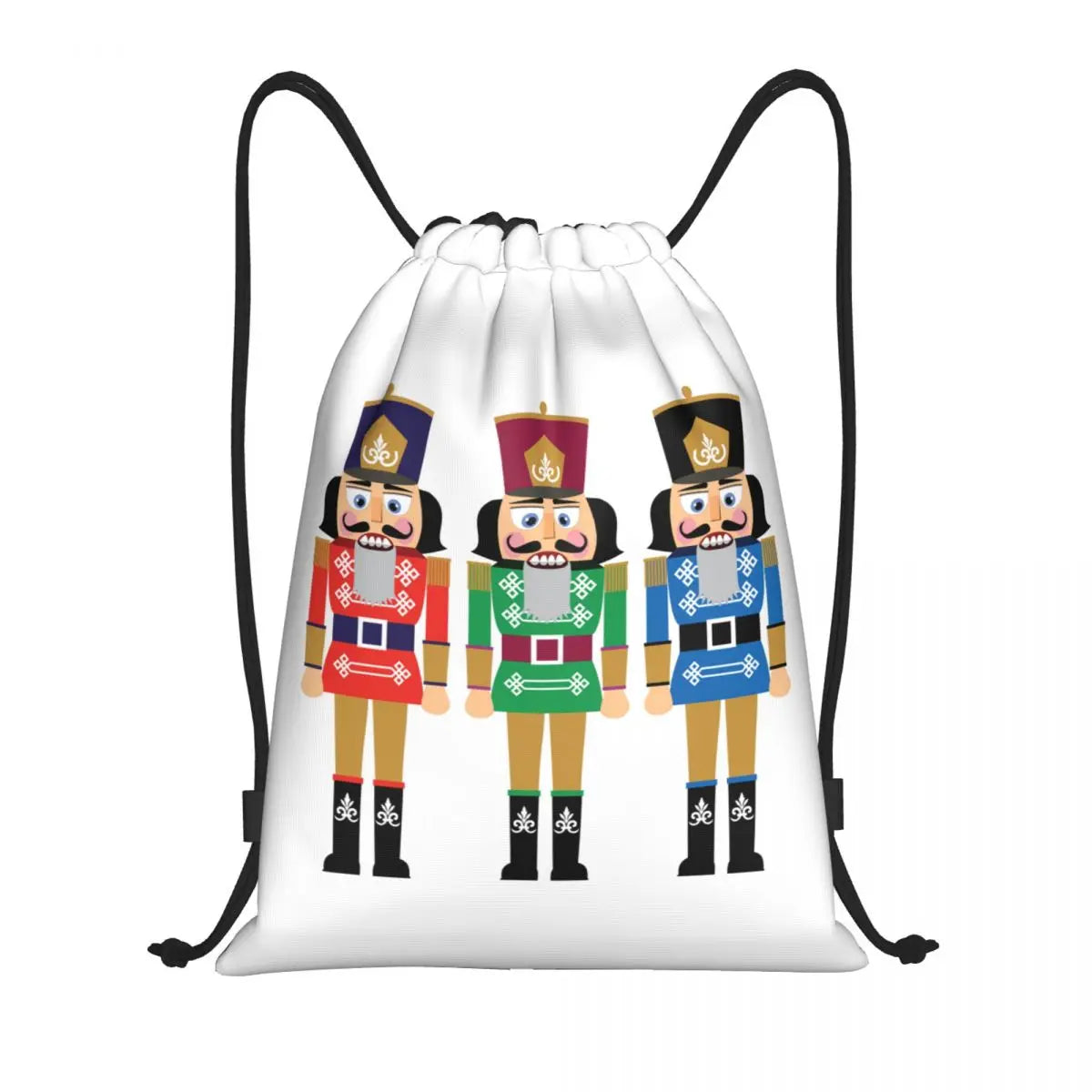 Custom Christmas Nutcrackers Toy Soldier Drawstring Bags for Training Yoga Backpacks Men Women Sports Gym Sackpack