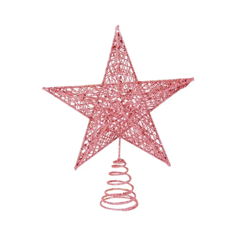 Christmas Five-pointed Star Decoration Sparkling Xmas Decoration Gold Red Glitter 5 Point Star Christmas Tree Topper Ornaments