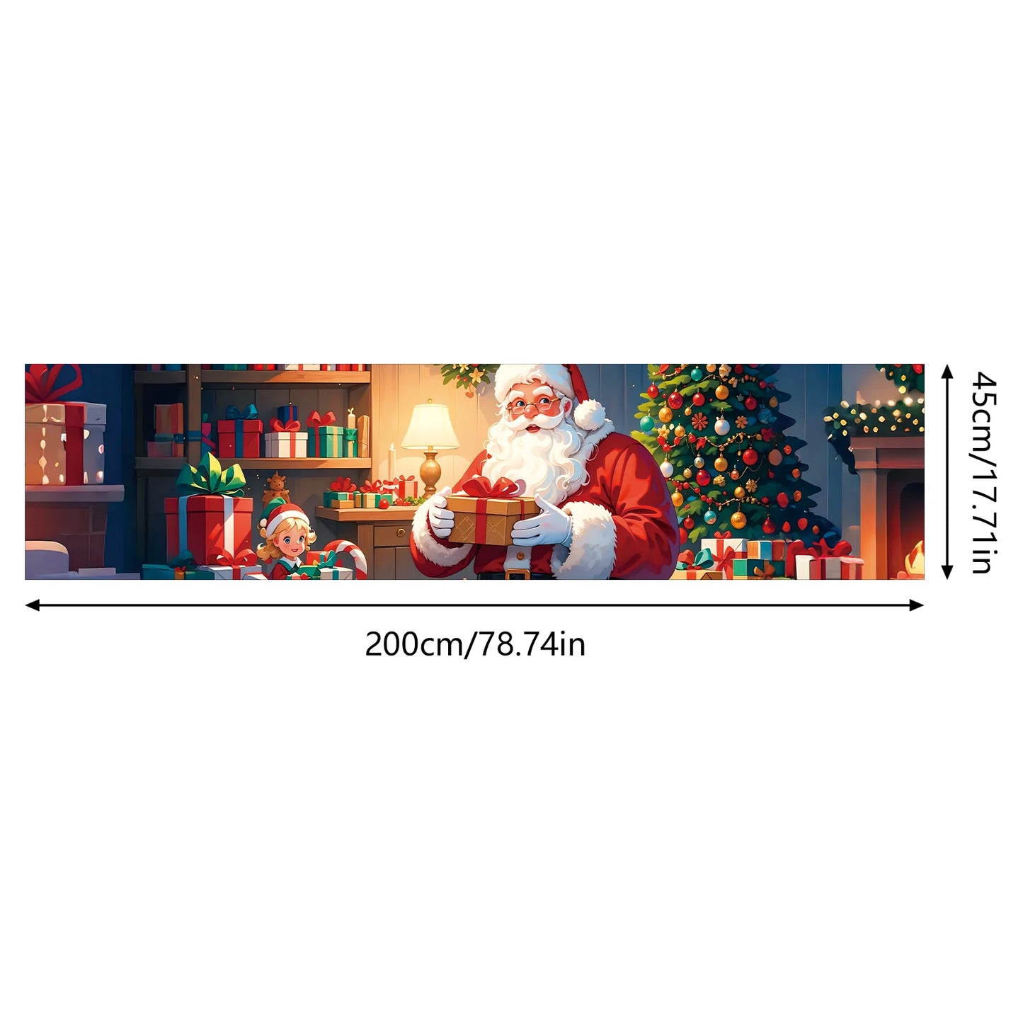 1 Piece (17*78 inches/45*200 cm), Polyester, Q Version Santa Claus Merry Christmas Gateway Banner