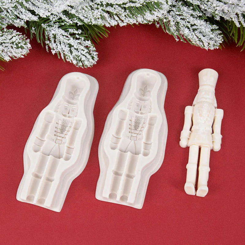 1/2pcs Nutcracker Soldier Silicone Fondant Mold Christmas New Year Party Baking Mould for DIY Chocolate Dessert Cake Decor